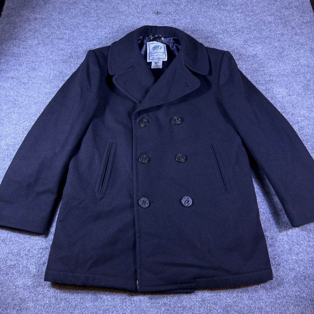 Vintage DSCP Quarterdeck Collection Mens 100% Wool Pea Coat 42S Sterlingwear